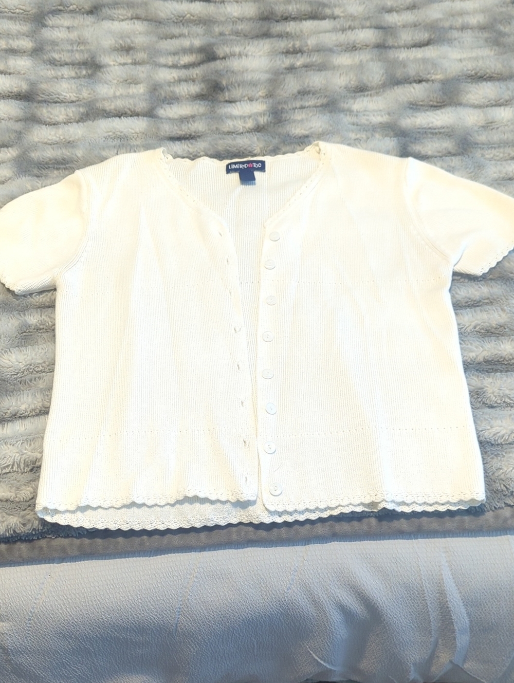 Limited Too White Short-Sleeve Button Front Knit Top